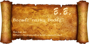 Bozmánszky Bodó névjegykártya